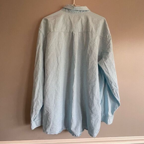LL Bean blue white Button down men’s shirt size Xl Tall gingham plaid design - Picture 3 of 3